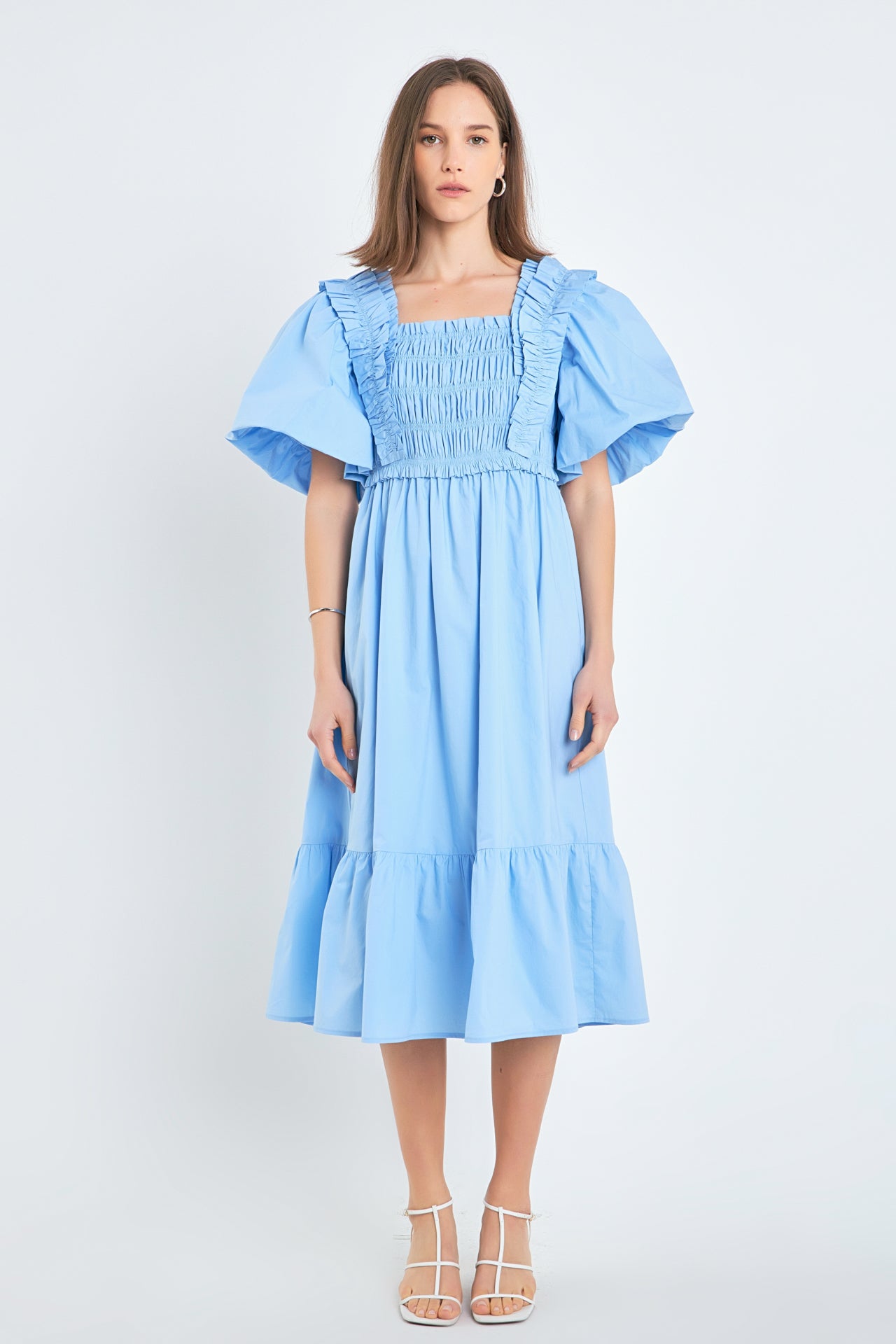 Puff Sleeve Midi Dress