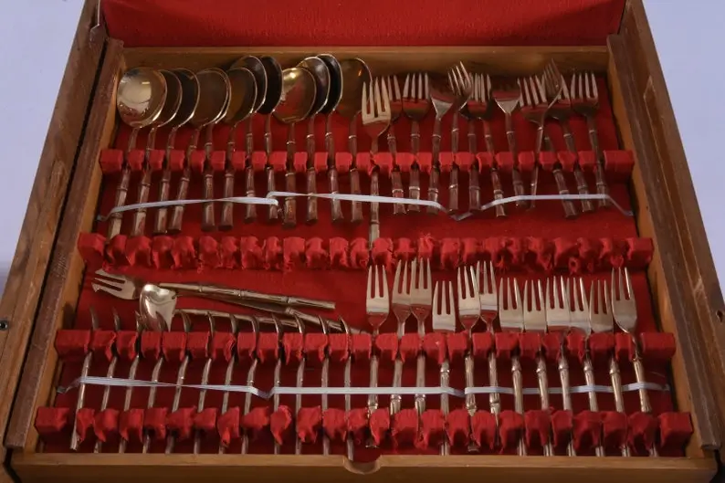 Vintage cutlery set bronze