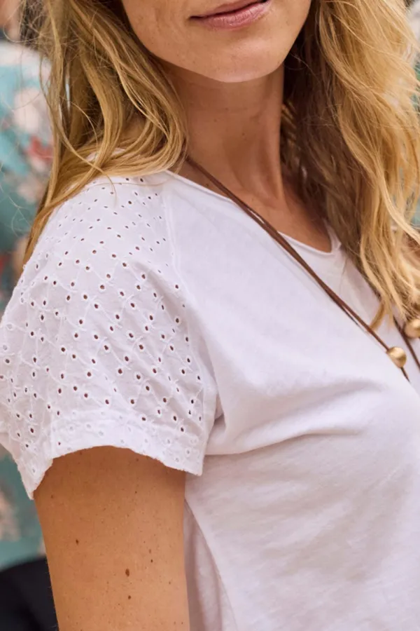 Women's Cotton Art Hollow Short Sleeves