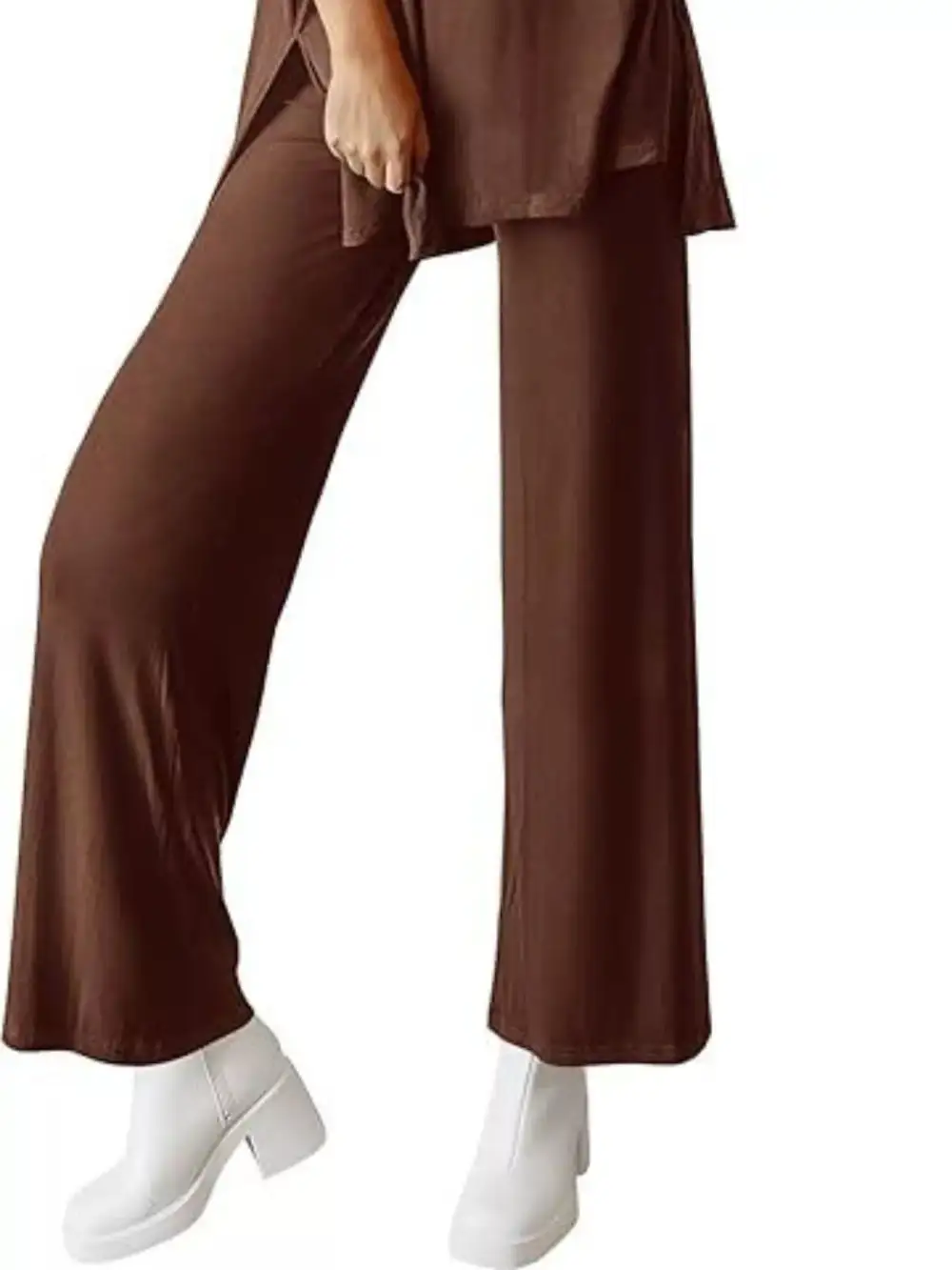 Relaxed Fit Round Neck Top and Pants Two Piece Set
