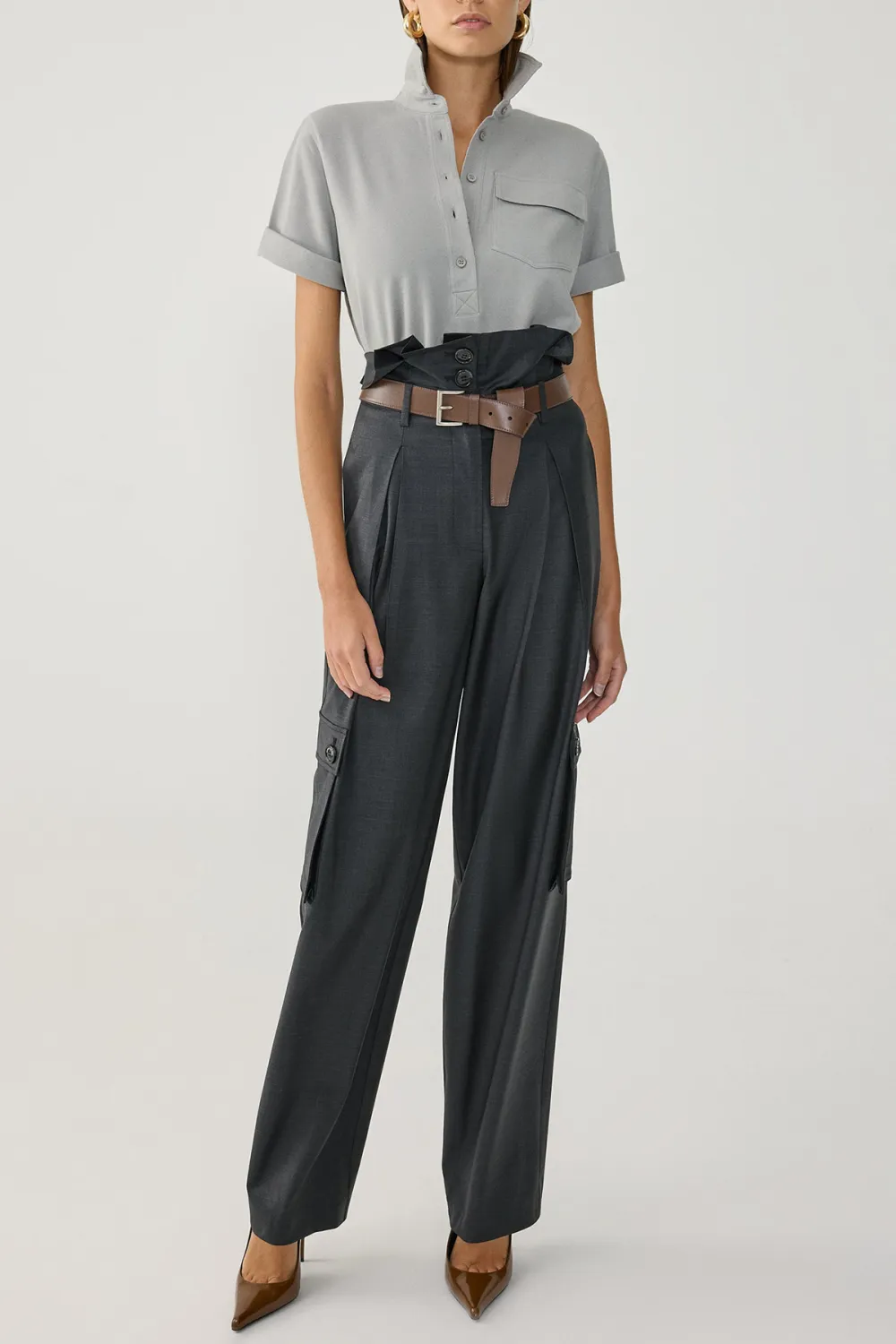 High Waist Pants-Dark Grey