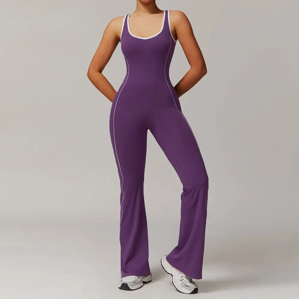 Open Back Flare Yoga Jumpsuit
