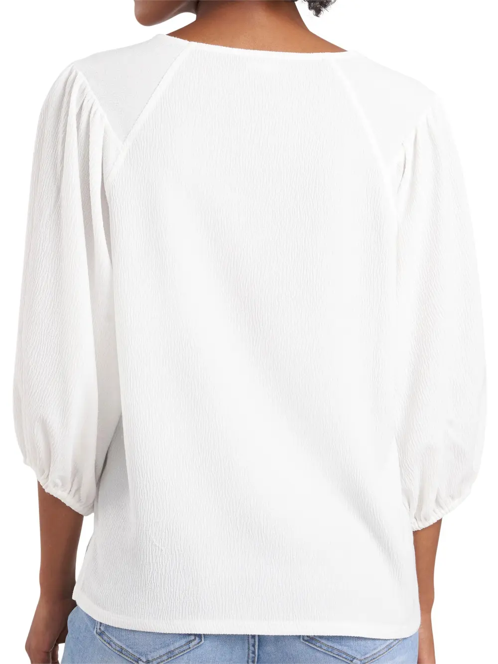 Crinkled Puff Three-Quarter Sleeve Top