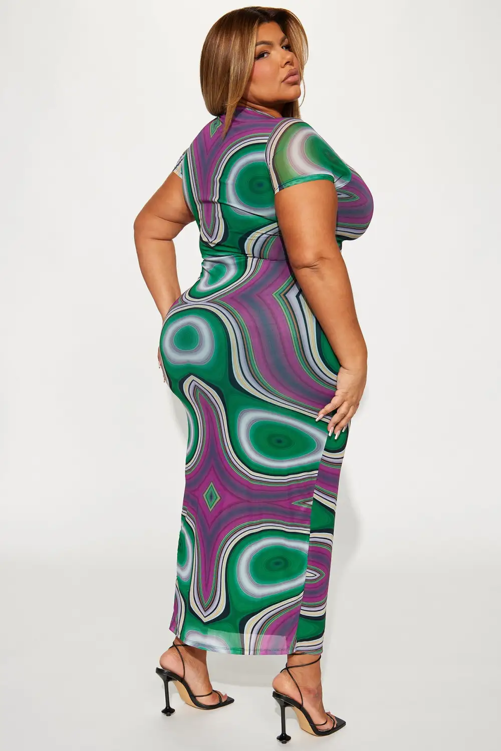 Leg For Days Mesh Maxi Dress - Green/combo