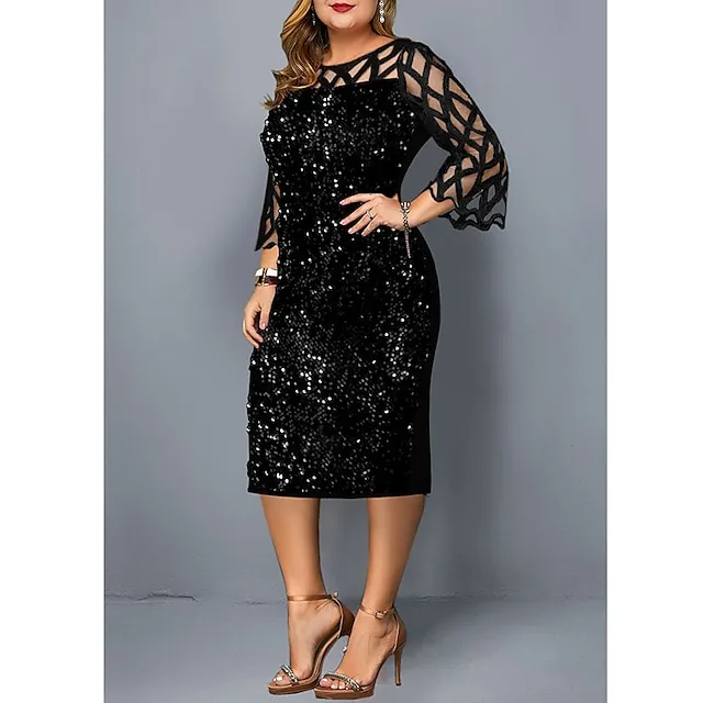 Roaring 20s 1920s Vintage Dress Cocktail Flapper Dress Dress Masquerade Christmas Party Dress The Great Gatsby Women's Cosplay Costume Plus Size Masquerade Party Evening Dress Attire Christmas Party