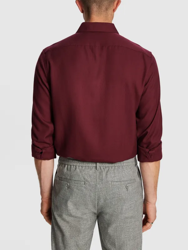 Burgundy Casual Style Long Sleeve Shirt