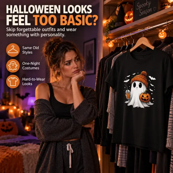 Crew Neck Short Sleeve Halloween Pumpkin Print T-Shirt