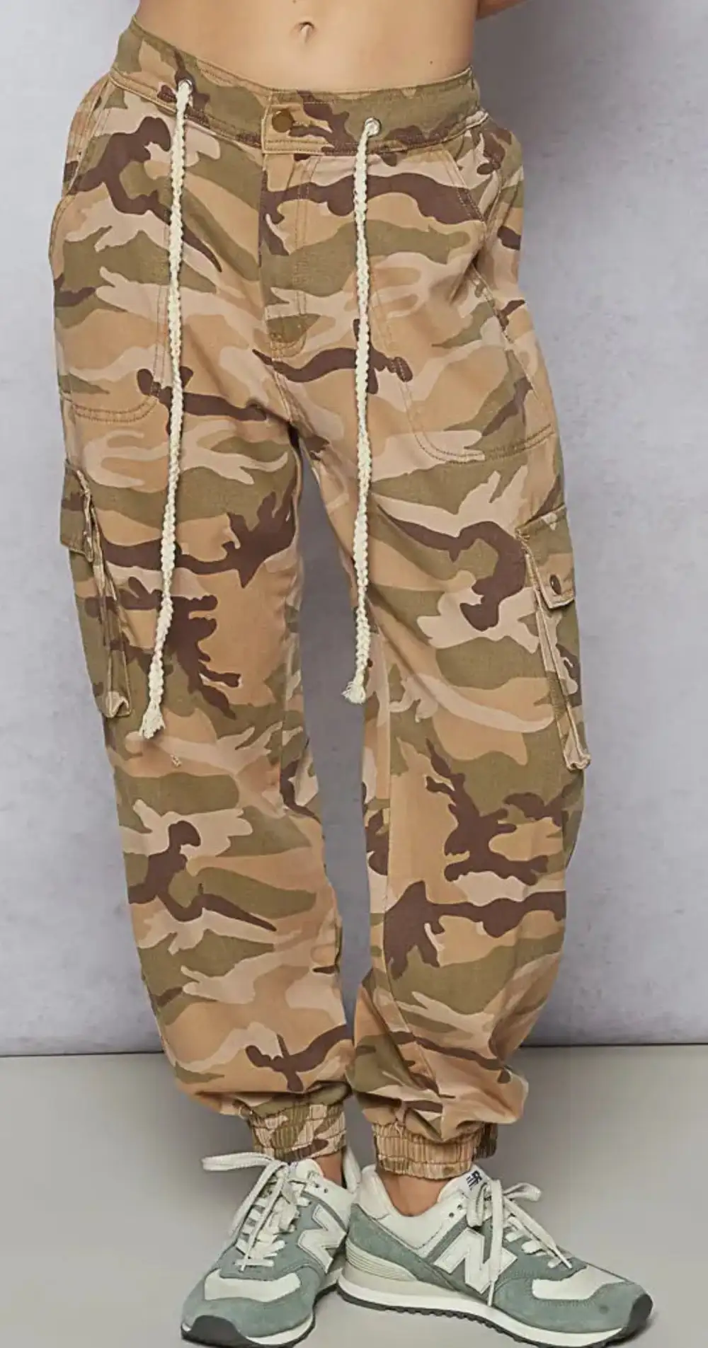 Modern Roomy Cotton Blend Button Detail Casual Pants