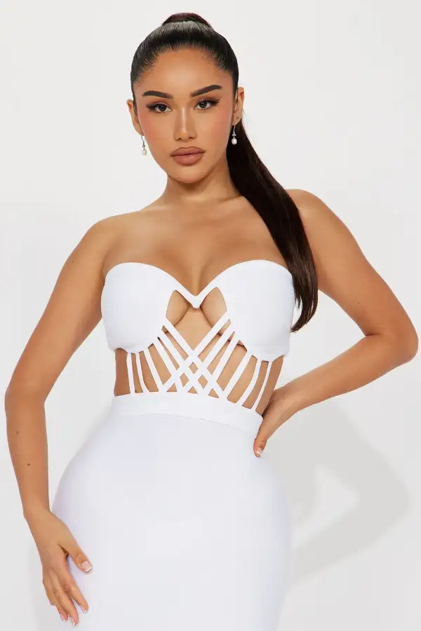 Gianna Bandage Midi Dress - White