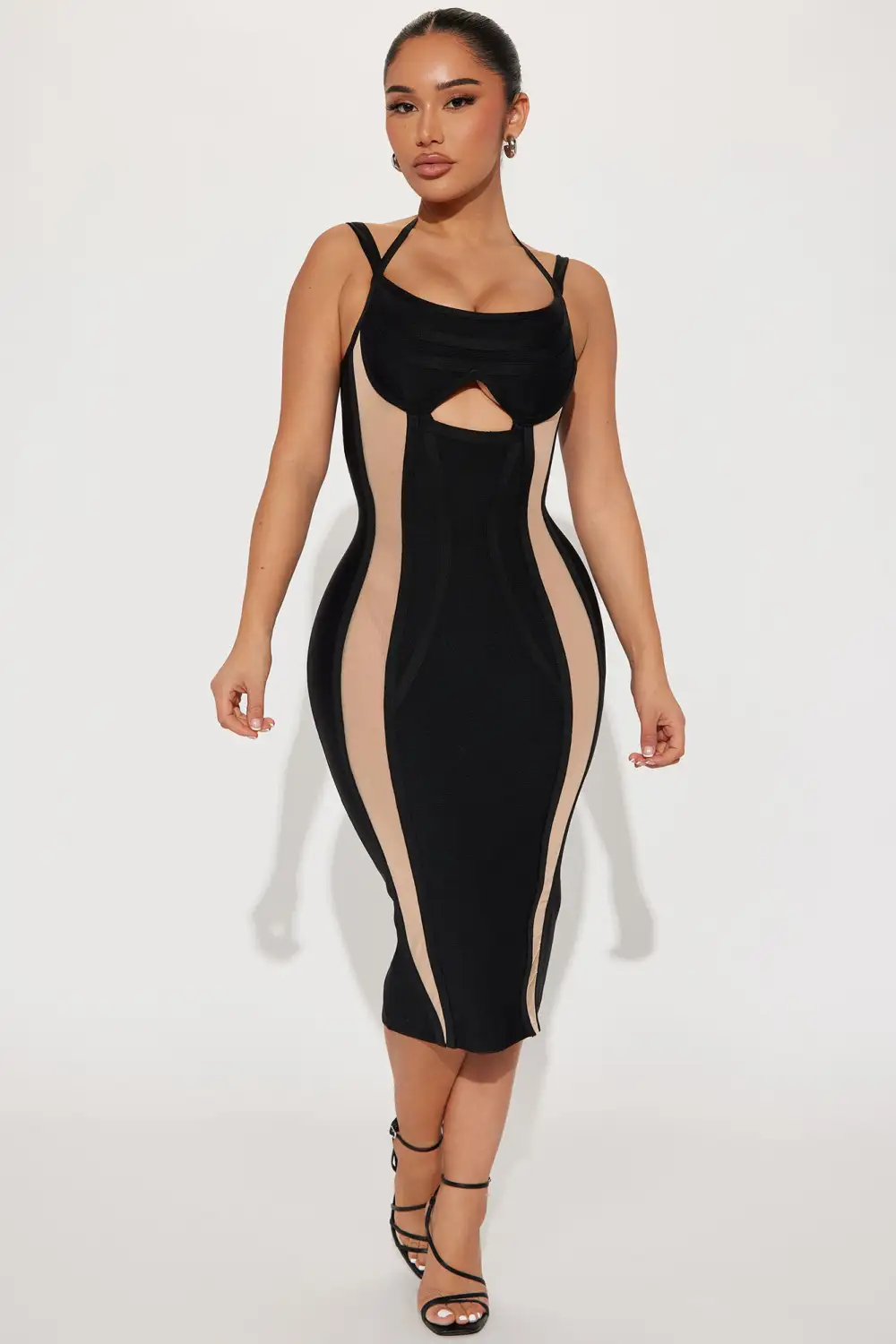My Night Out Bandage Midi Dress - Black