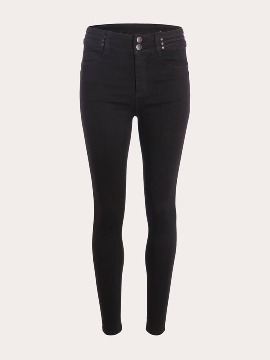 Jeans skinny détails rivets denim noir femme