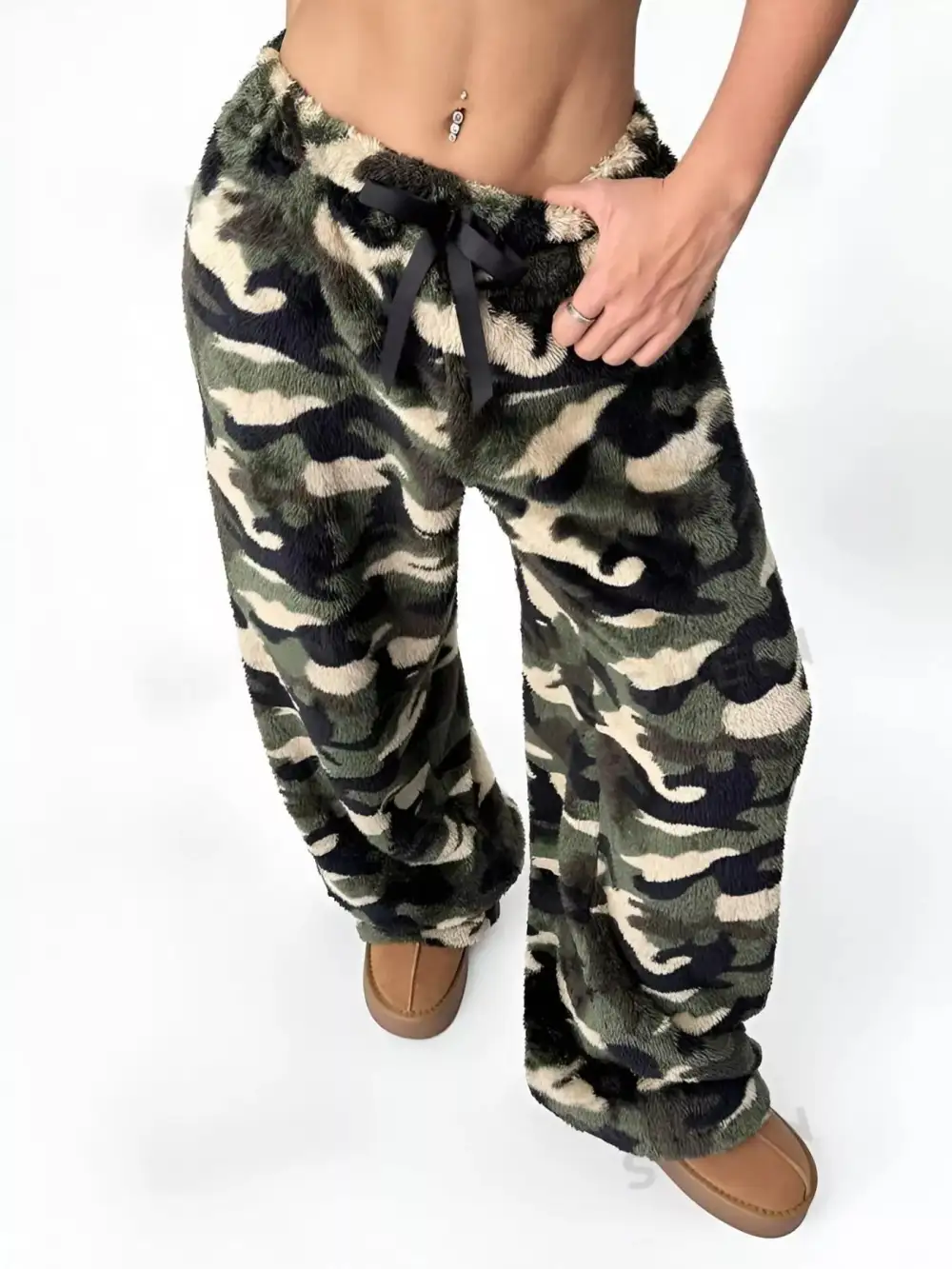 Relaxed Drawstring Wide Leg Pants