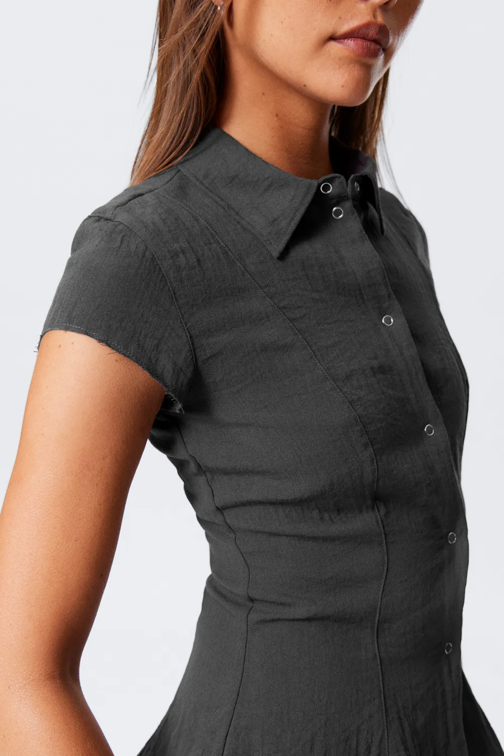 Snap Down Cap Sleeve Shirt