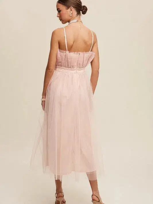 Life's a Dance Paper Bag Frill Tulle Midi Dress