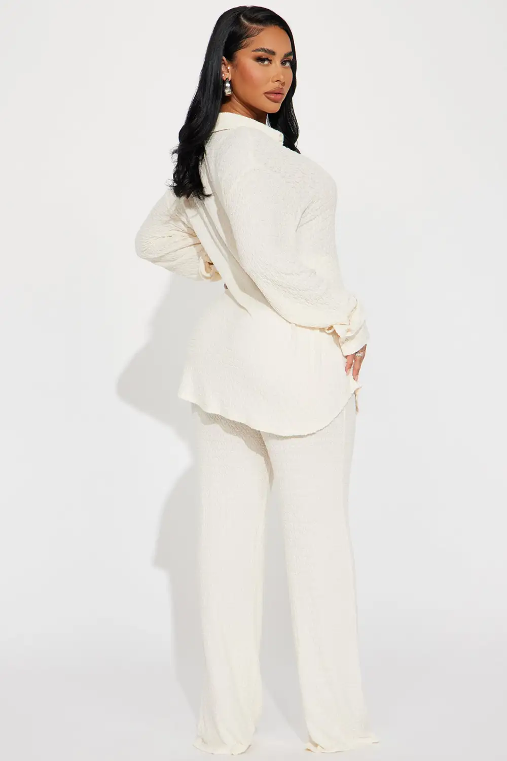Fly With Me Textured Pant Set - Stone