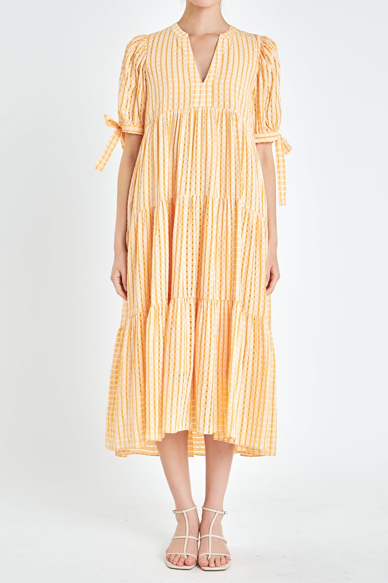 Gingham Tiered Midi Dress