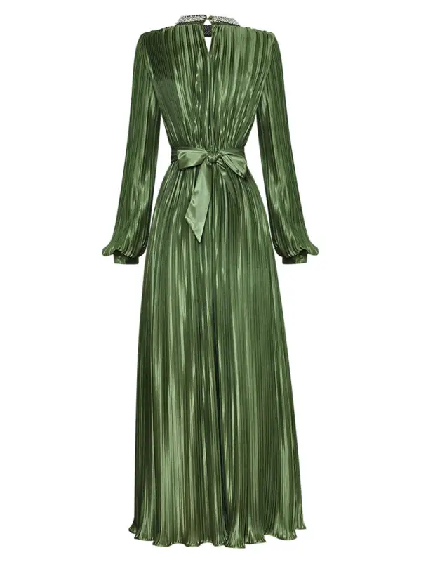 Satin Pleated Romantic Maxi Dress