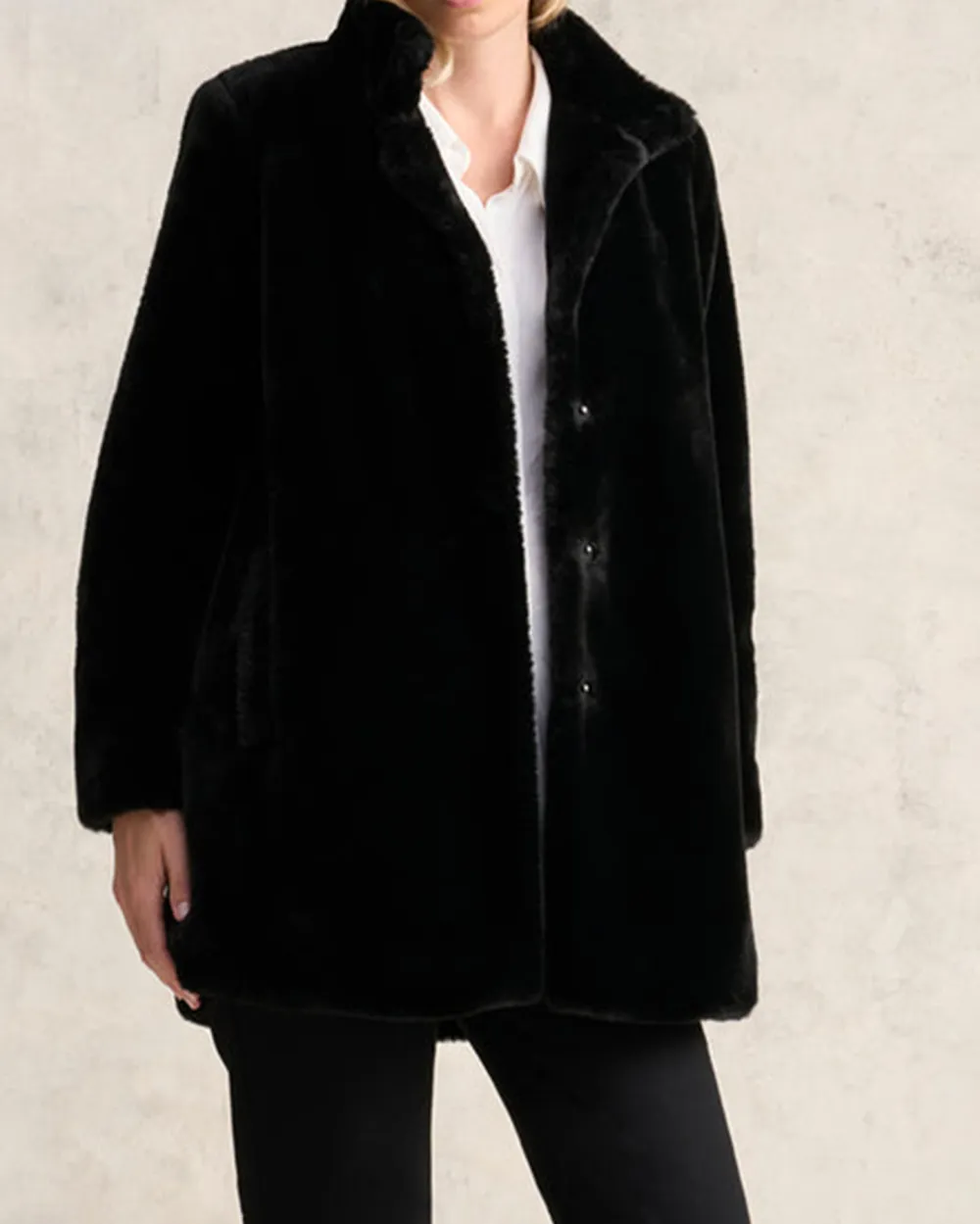 Textured Faux Fur Coat