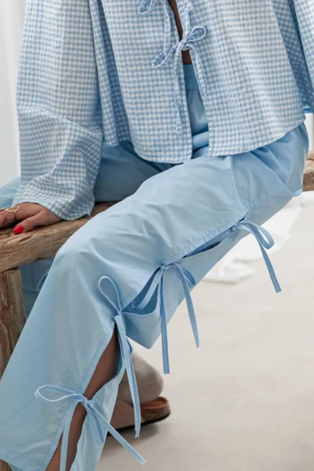 Side Tied Pants With Pocket