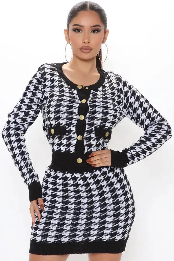 Madeline Sweater Skirt Set - Black/combo