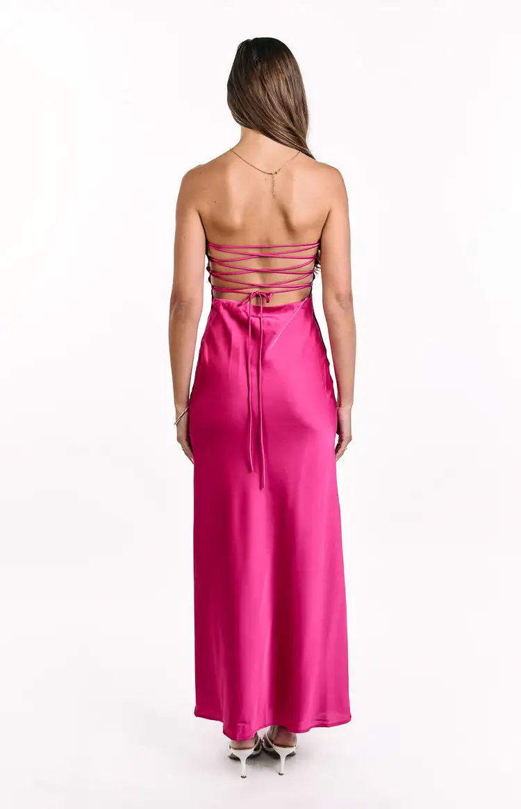 Corset Strapless Frills Maxi Dress