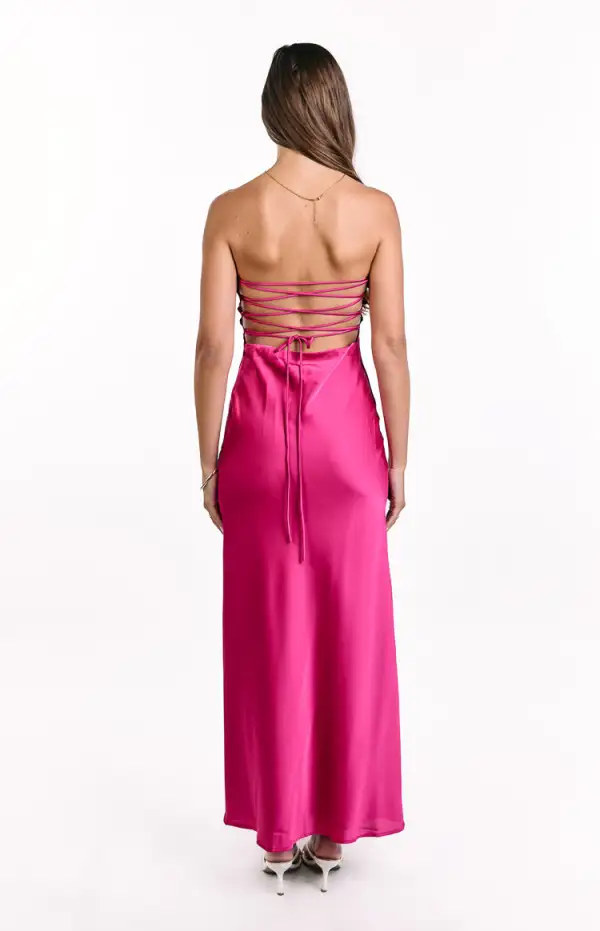 Corset Strapless Frills Maxi Dress