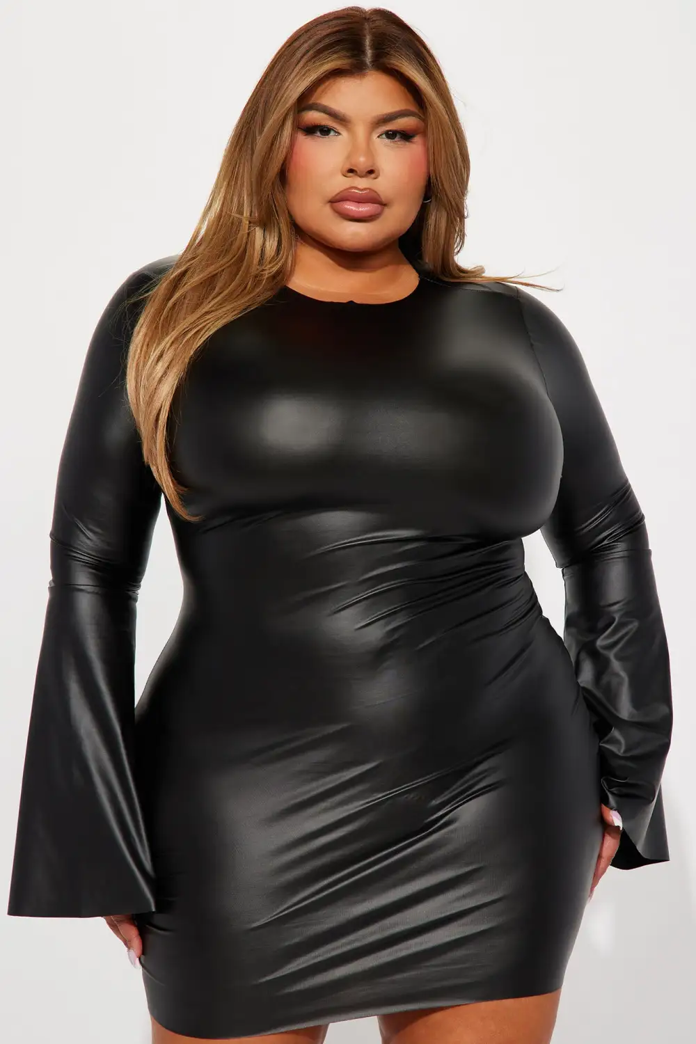 Lana Faux Leather Mini Dress - Black