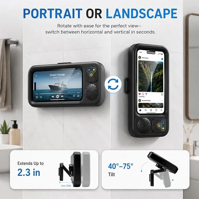 Shower Phone Holder with Bluetooth Speaker