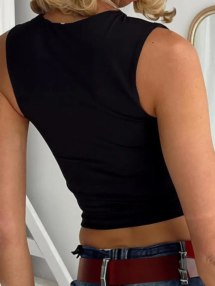 Square-Neck Cropped Slim-Fit Tank Top