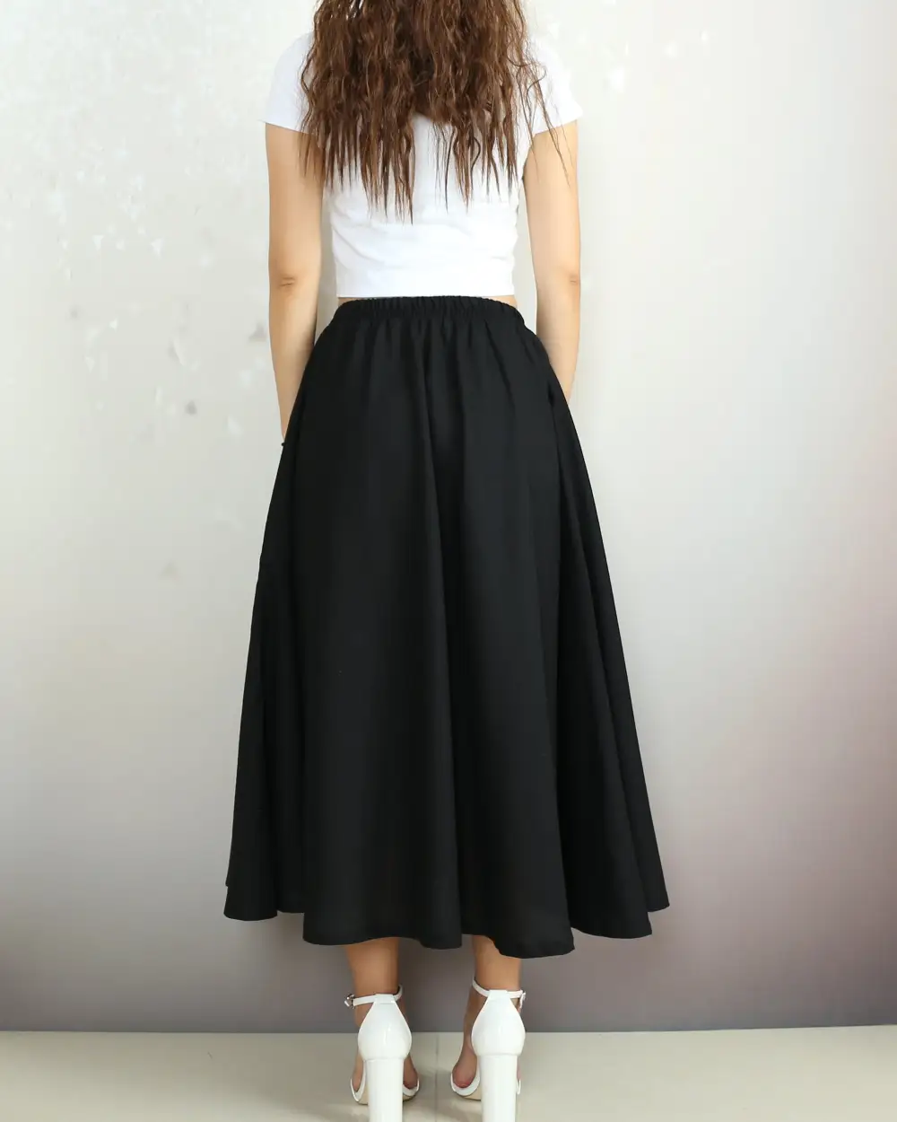 Boho Linen Flared Skirt