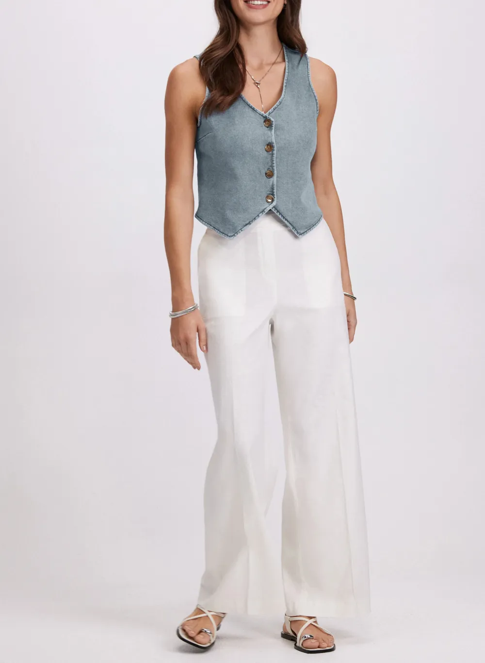 Casual Denim Button Vest