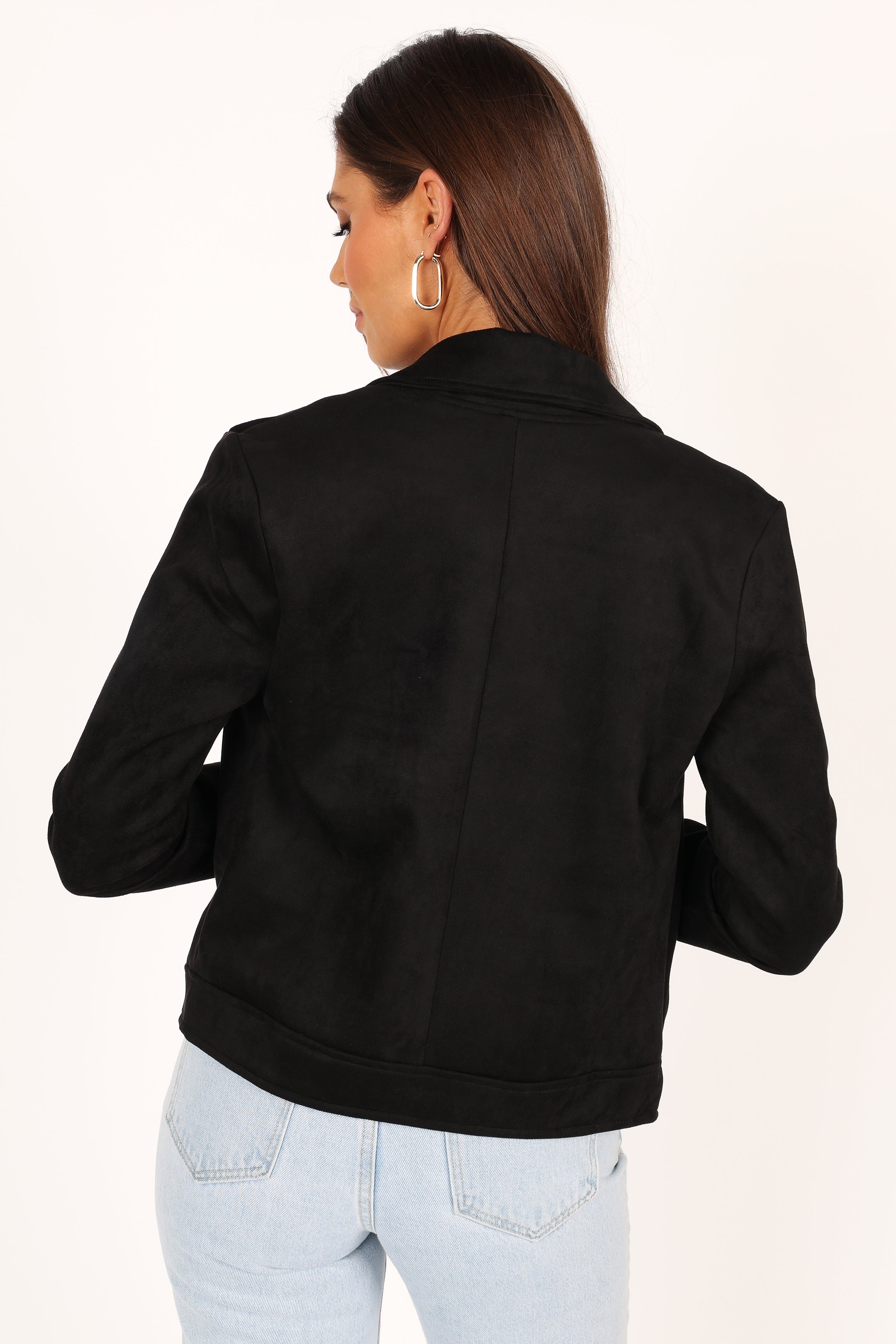 Spencer Faux Suede Moto Jacket - Black