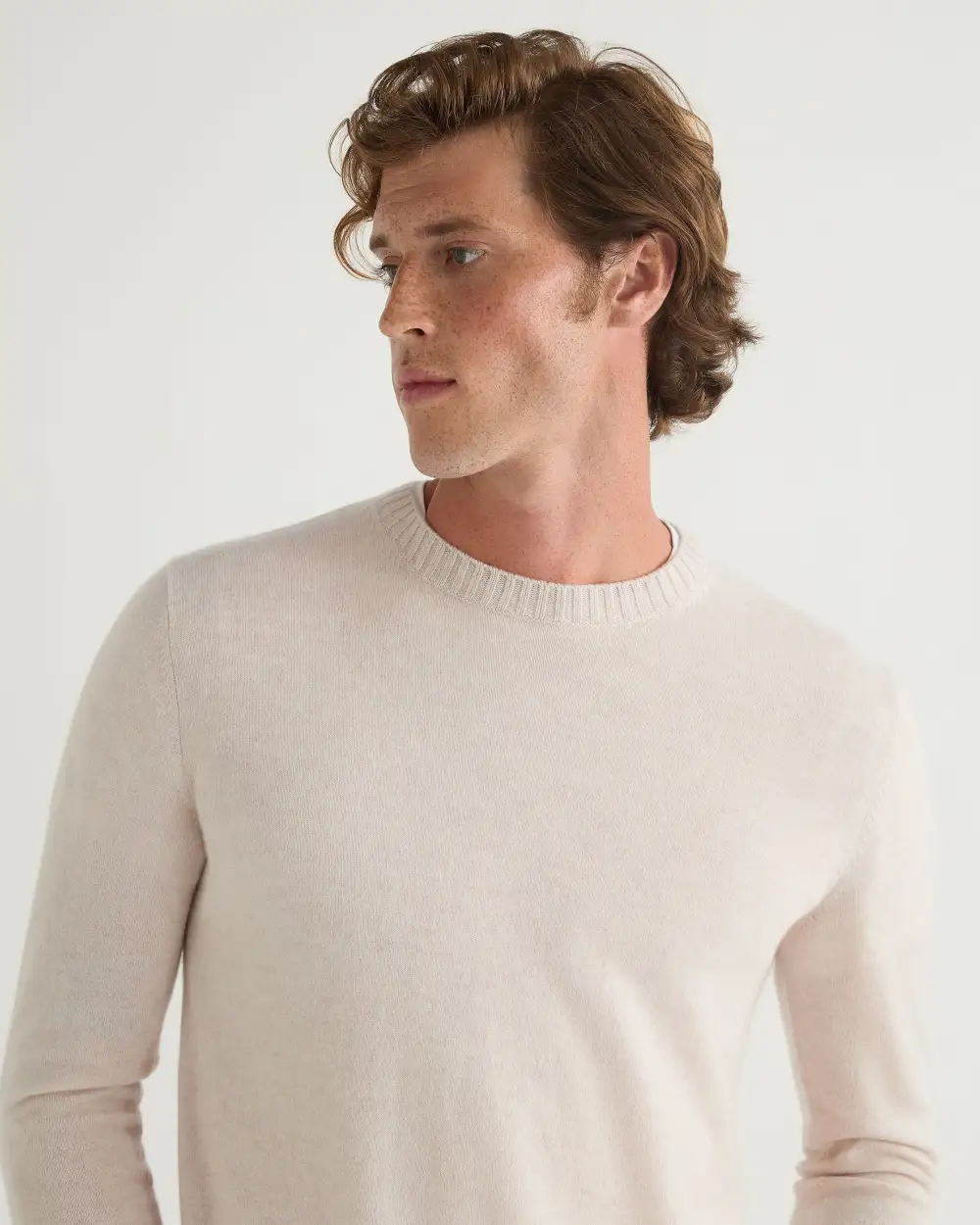 Men's Shoreditch Round Neck Cashmere Jumper Frost White