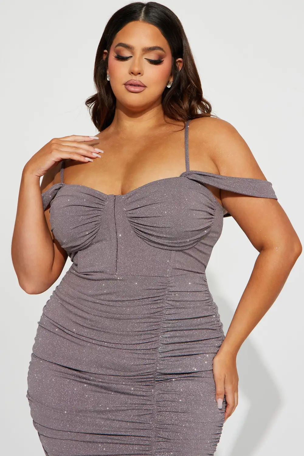 Jillian Glitter Maxi Dress - Purple