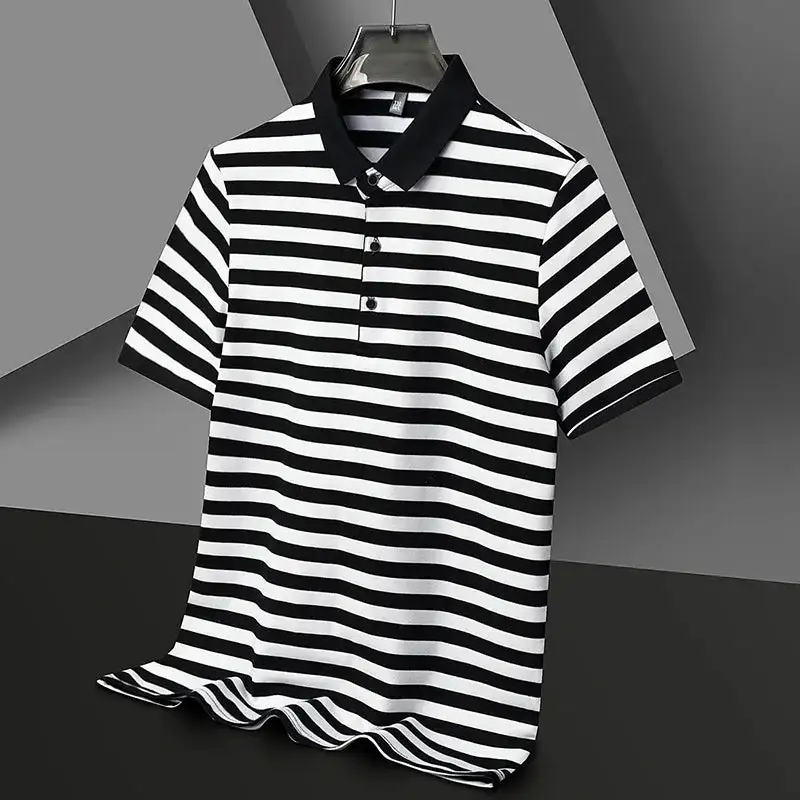 Striped Cotton Collar Polo