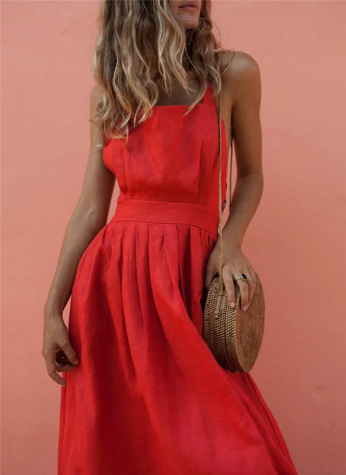Backless Lace Up Dress