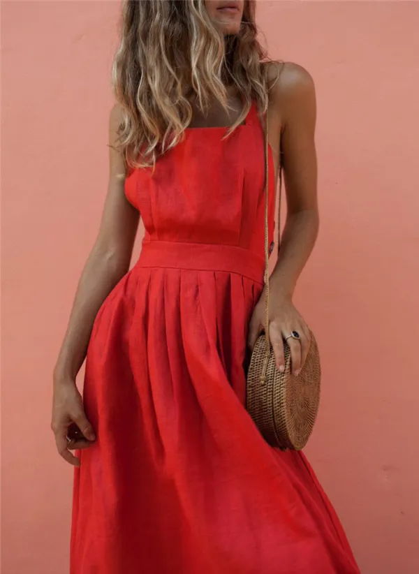 Backless Lace Up Dress