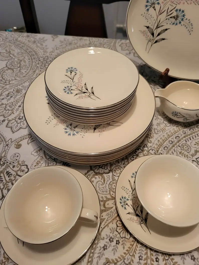 Taylor Smith Versatile Blue and Pink Flower Dinner Set 51pcs