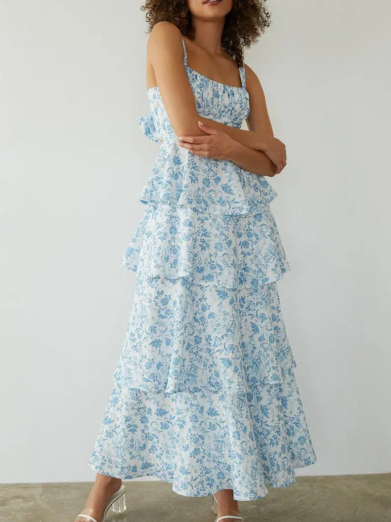 Bustier Tiered Maxi Dress