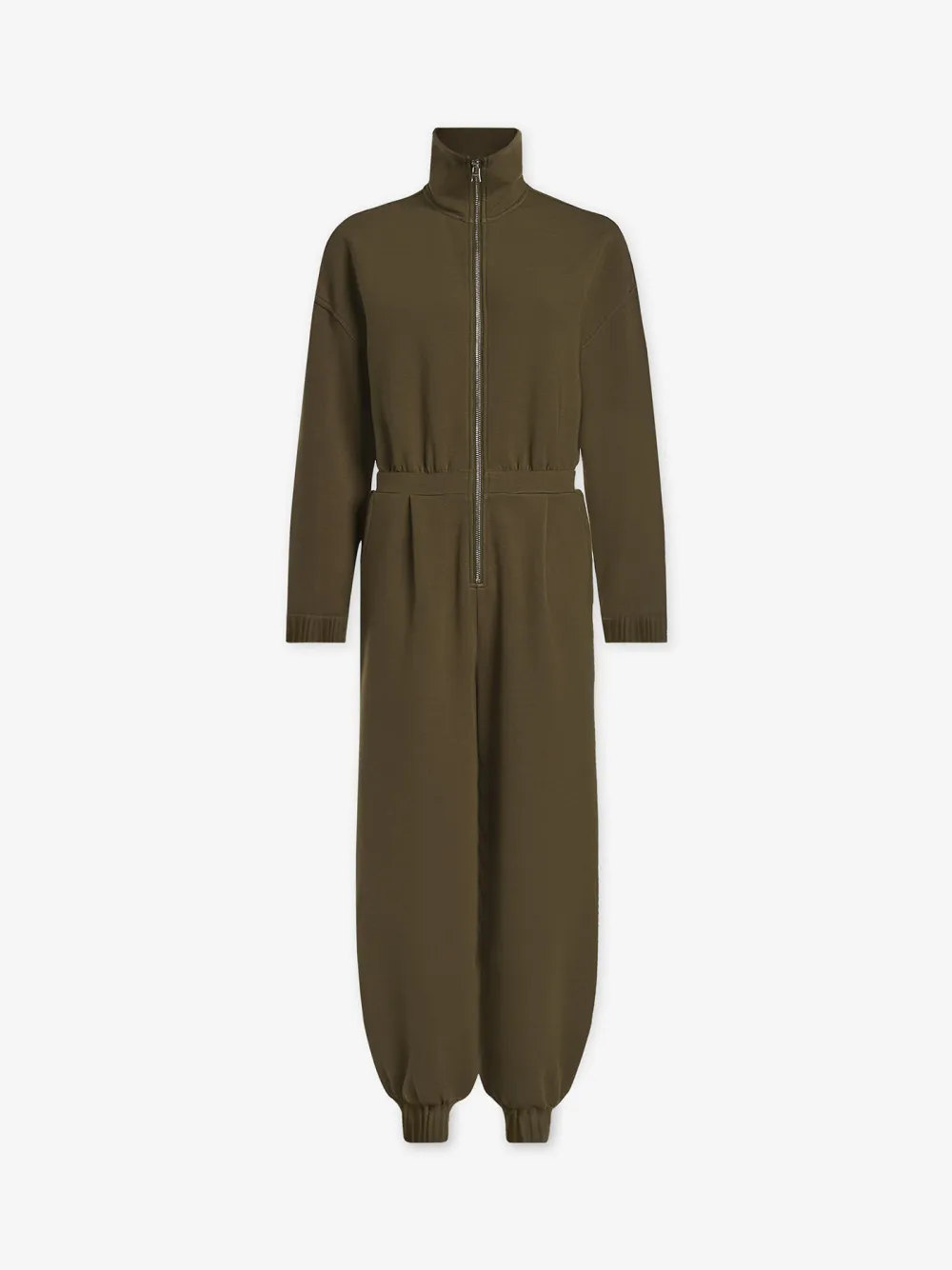 Casual Zip-Front Long-Sleeve Jumpsuit