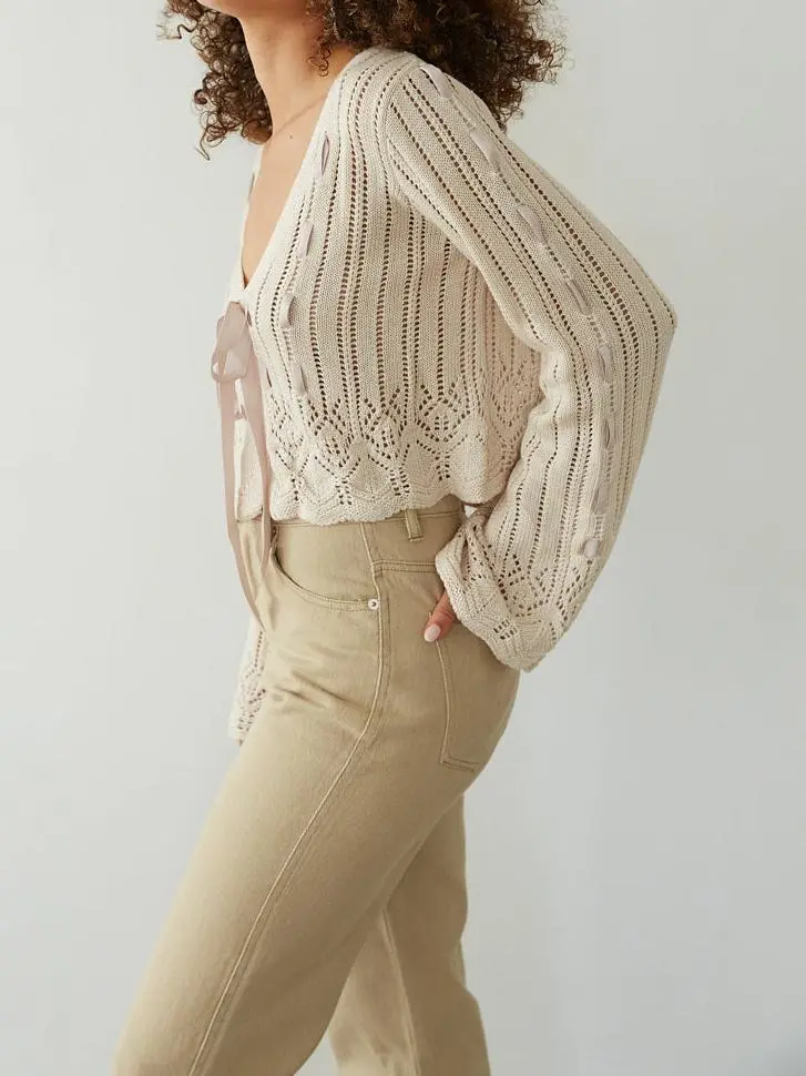 Crochet Ribbon Cardigan