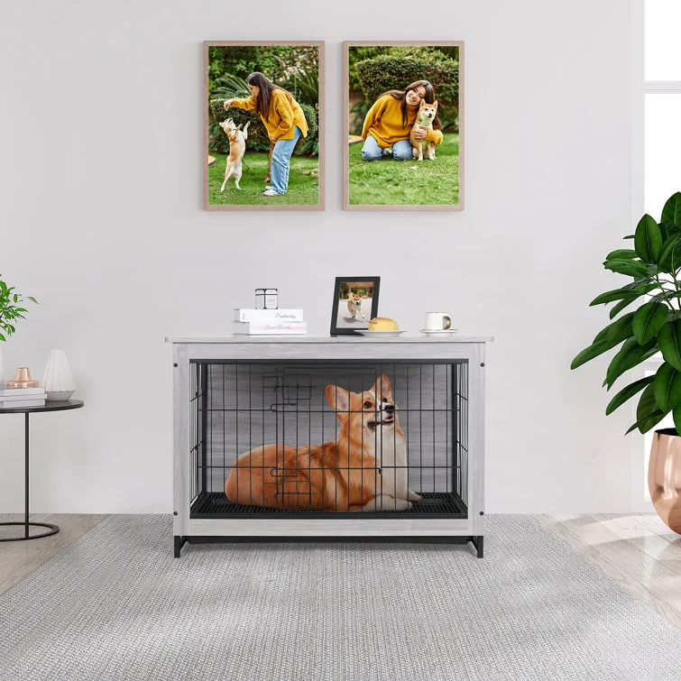 Pirecart Dog Crate Furniture, Side End Table, Modern Kennel, Wooden Heavy-Duty Dog