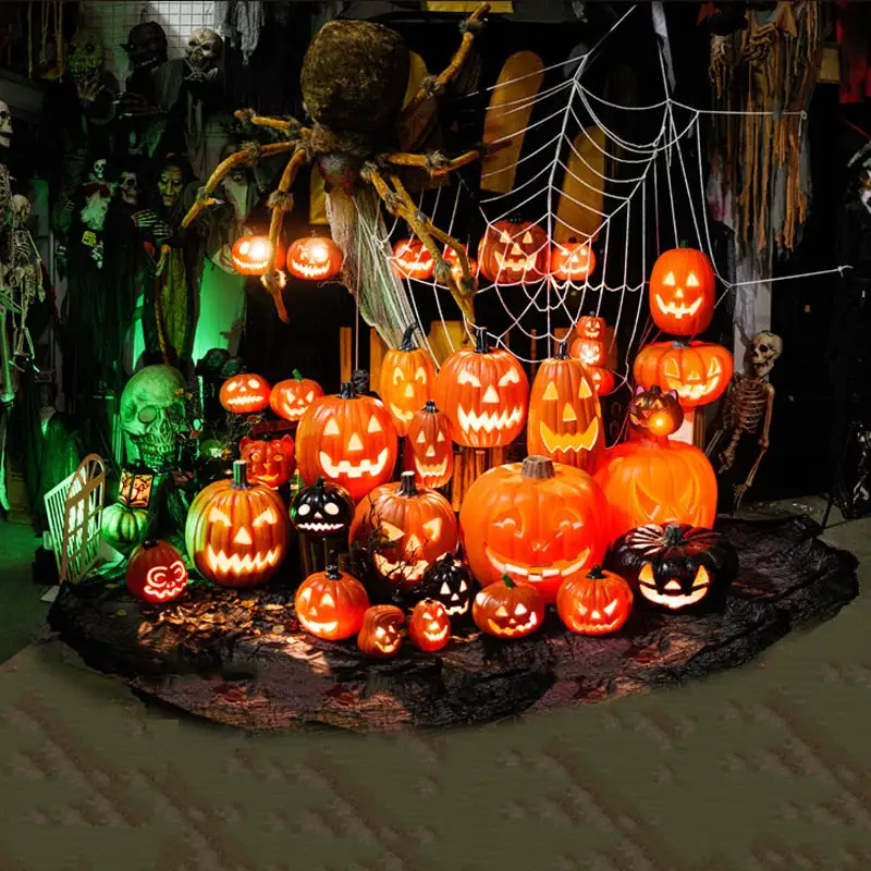 Halloween Pumpkin Led Light Lamp Creative Lantern Decoration Flashing Light Gypsophila Ghost Festival Dress Up Glowing