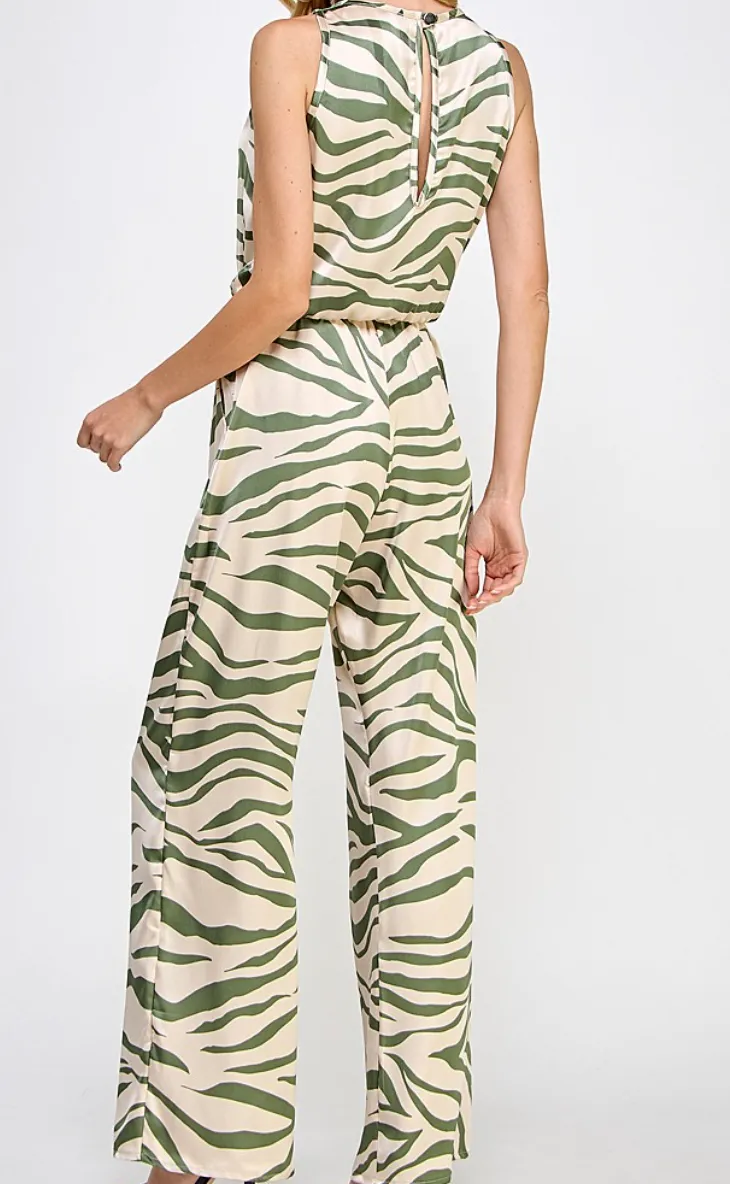 Animal Print Sleeveless Jumpsuit