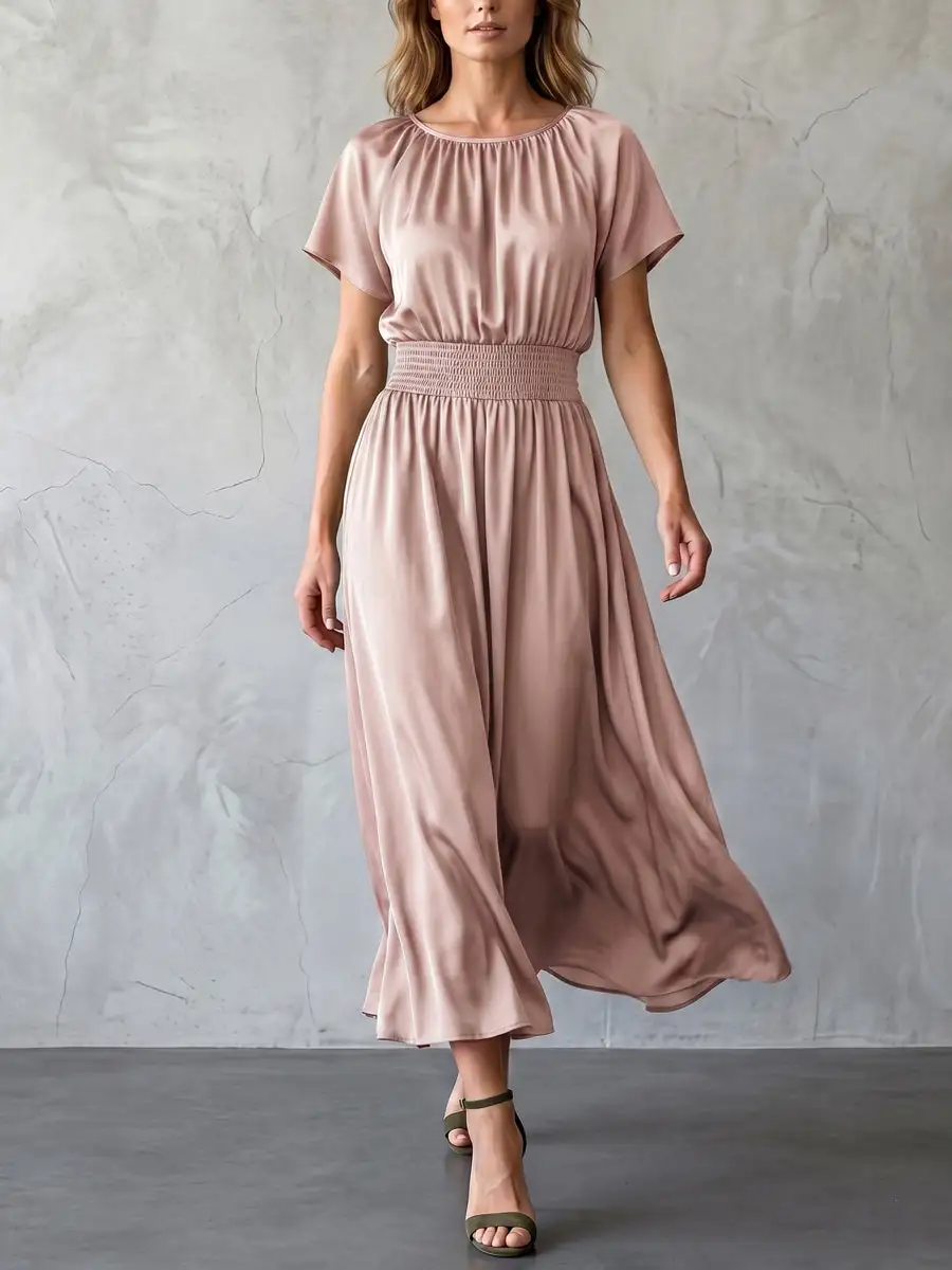 Batwing Sleeves Neck Maxi Dress