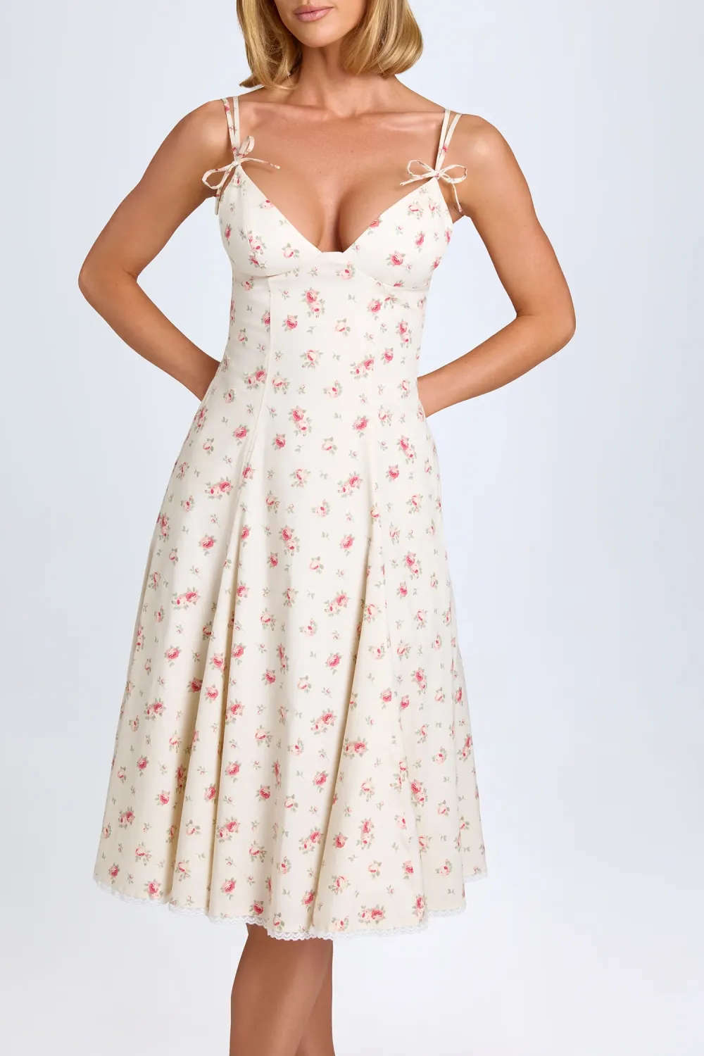 Pure Cotton Breathable Girly Bowknot Ladies Dress
