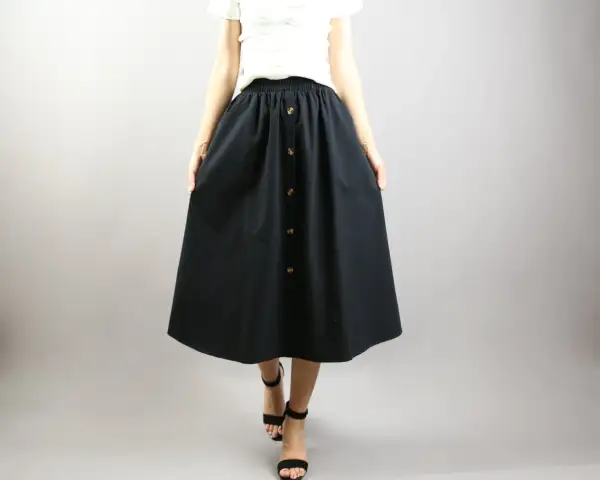 Everyday Pocketed Linen A Line Midi Skirt