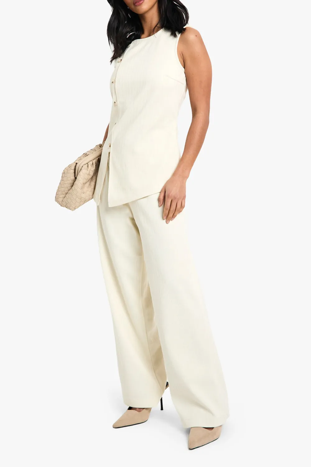 Sleeveless Cotton Corduroy Asymmetric Women's Vest