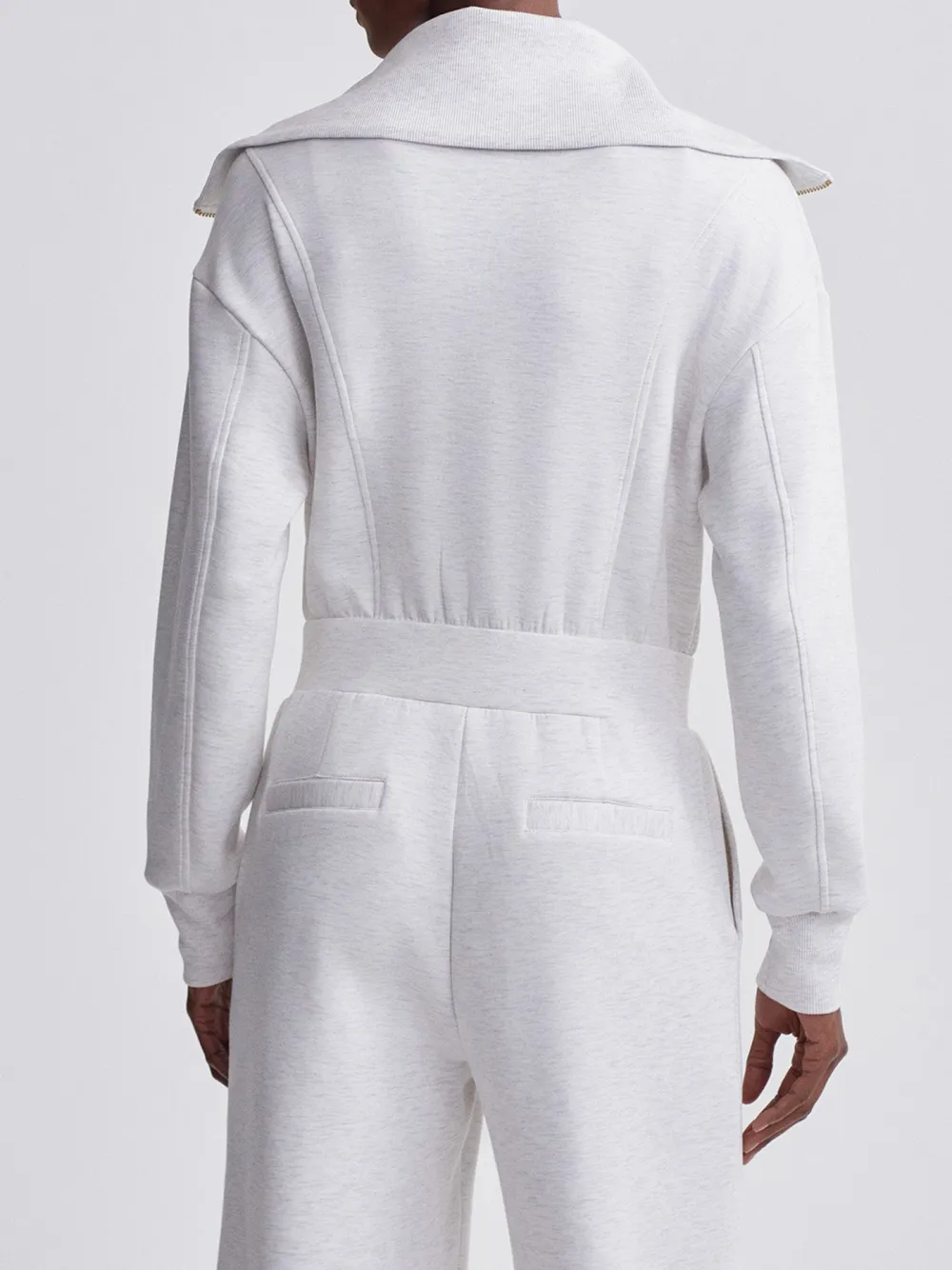 Stylish High-Collar Zip-Up Long-Sleeve Jumpsuit