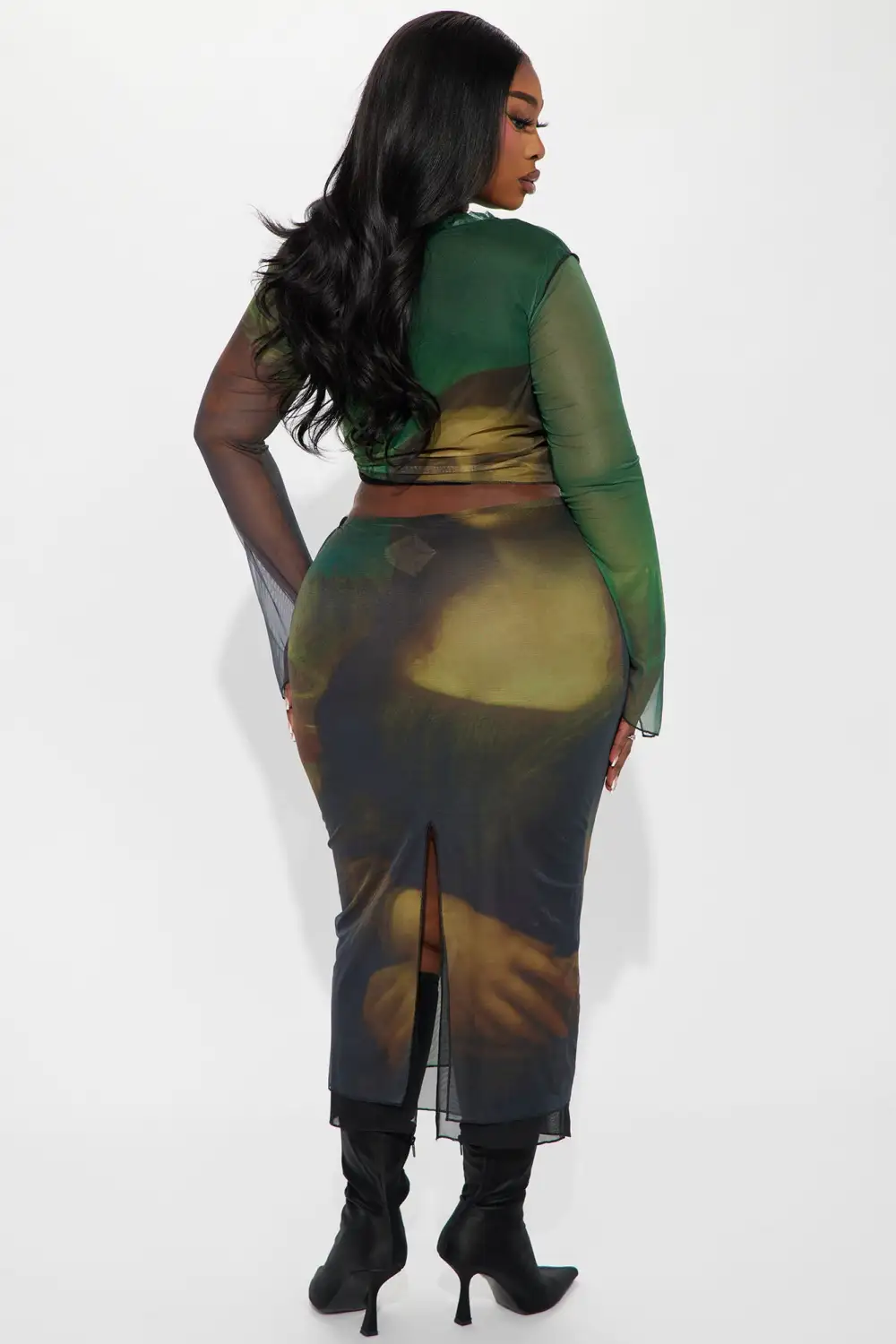 Mona Lisa Mesh Skirt Set - Green/combo